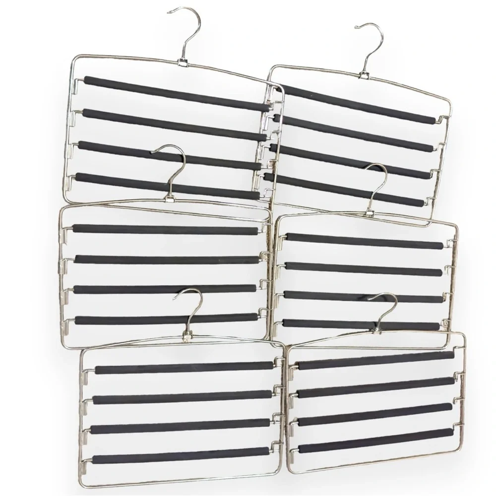RICHARDS Black 4 Tier Closet & Storage Clothes Hanger Space Saving w Swing Arms